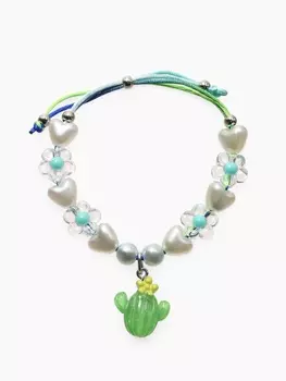 Браслет детский «Выбражулька» на затяжке, кактус с бусинами цветы, цветной