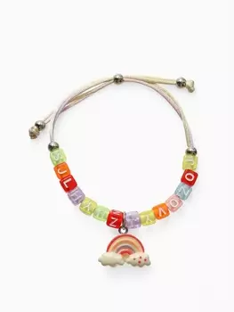 Браслет детский «Выбражулька» на затяжке, радуга с бусинами, цветной