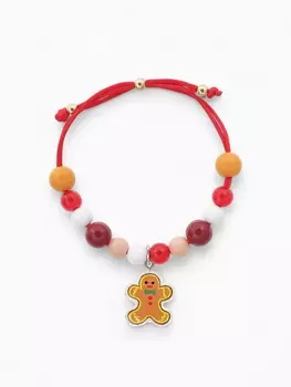 Браслет детский Выбражулька «Пряничный человечек» на затяжке, бусины, d=5 см. разноцветный
