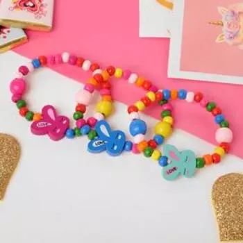 Браслет детский «Выбражулька» зайчик сонный на радуге, d=5 см. МИКС