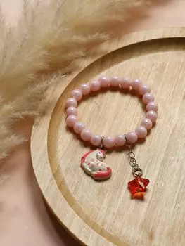 Браслет детский «Выбражулька» звезды на цепочке и единорог, жемчуг, цветной