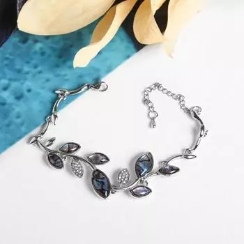 Браслет "Галиотис" листочки, цвет зеленый