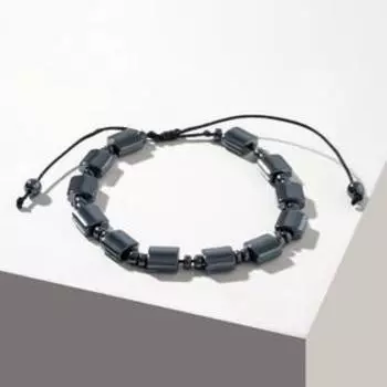 Браслет "Гематит" бусины и овалы, цвет тёмно-серый, 7 см