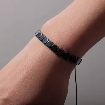 Браслет "Гематит" квадраты, цвет тёмно-серый, 7 см