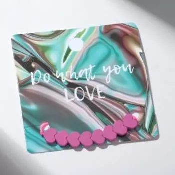 Браслет "Гематит" сердечки, цвет розовый, d=7