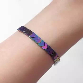 Браслет «Гематит» стрелочка, цвет бензиновый, d=7