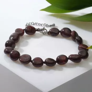 Браслет "Гранат" галтовка через узел, 18см