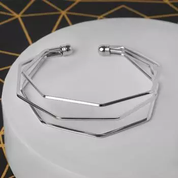 Браслет металл «Каркас» линии, цвет серебро, d=7 см