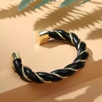 Браслет "Каркас" завиток, цвет чёрный в золоте, d=5 см