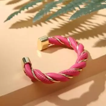 Браслет "Каркас" завиток, цвет ярко-розовый в золоте, d=5 см