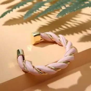 Браслет "Каркас" завиток, цвет светло-розовый в золоте, d=5 см
