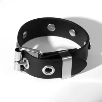 Браслет кожа «Хардкор» сердца, чёрный в серебре