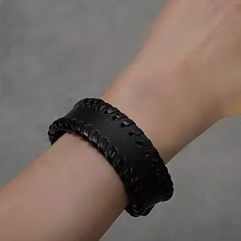 Браслет кожа «Минимал» контур, чёрный, 23 см