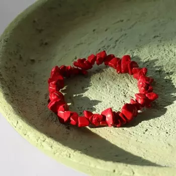 Браслет «Коралл», крошка, на резинке, красный