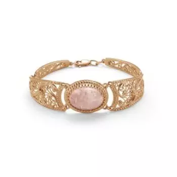 Браслет "Кварц" овал, розовое золочение, 21 размер