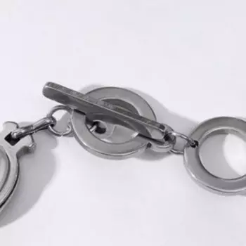 Браслет "Майорка" эллипсы, цвет белый в чернёном серебре