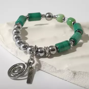 Браслет "Малахит" с подвеской, 18см с удлинителем 5см