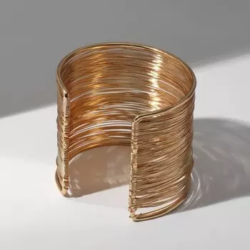 Браслет манжета «Нити», металл, цвет золото