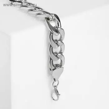 Браслет металл "Цепь" грань, цвет серебро, 17,5см