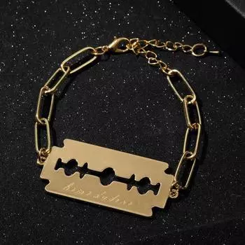 Браслет металл «Цепь» лезвие, цвет золото, 19 см