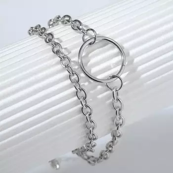 Браслет металл «Цепь» на кольце, цвет серебро, L=21 см