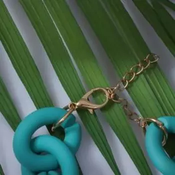 Браслет металл "Цепь" объёмная крупная, цвет изумрудный, 19 см