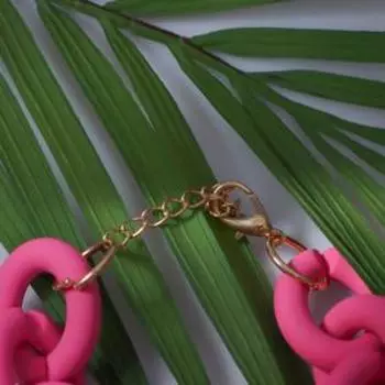 Браслет металл "Цепь" объёмная крупная, цвет ярко-розовый