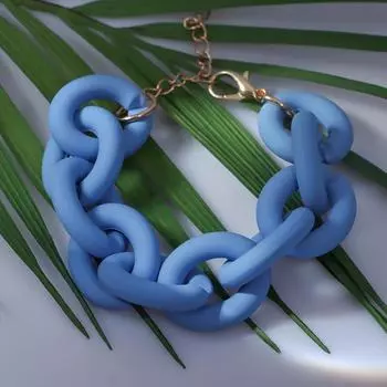 Браслет металл "Цепь" объёмная крупная, цвет синий, 19 см