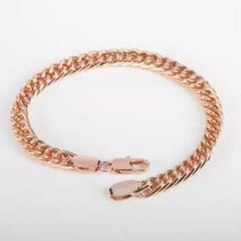 Браслет металл "Цепь" панц плетение, объём, вытян скош звенья, цв золото, шир 6 мм, L=21 см