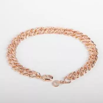 Браслет металл "Цепь" плет ромб, с рис, каплев кар с плос петл, цв зол, шир 6 мм, L=20,5 см