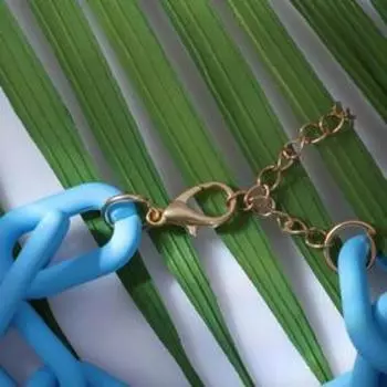 Браслет металл "Цепь" прямоугольные звенья, цвет голубой, 18 см