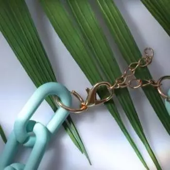 Браслет металл "Цепь" прямоугольные звенья, цвет мятный, 18 см