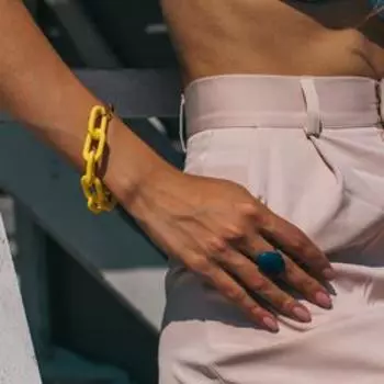 Браслет металл "Цепь" прямоугольные звенья, цвет жёлтый, 18 см