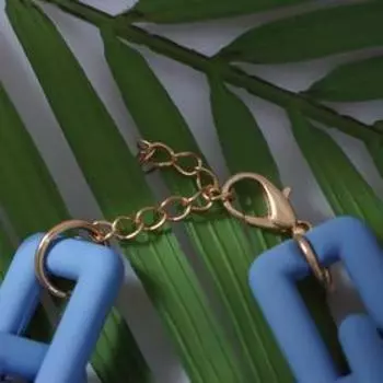 Браслет металл "Цепь" прямые углы, цвет синий, 18 см