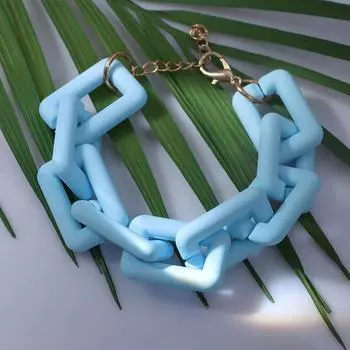 Браслет металл "Цепь" прямые углы, цвет светло-голубой, 18 см
