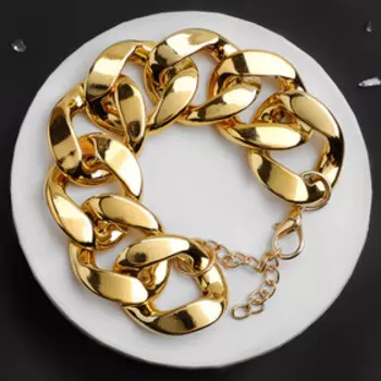 Браслет металл «Цепь» широкие звенья, цвет золото, L=18,5 см