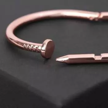 Браслет металл "Каркас" гвоздь гладкий, цвет розовое золото ,d=7см