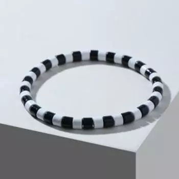 Браслет металл "Стойкость" цилиндр, цвет чёрно-белый