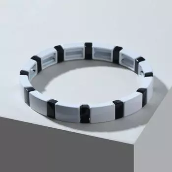 Браслет металл "Стойкость" прямоугольник, цвет чёрно-белый