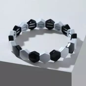 Браслет металл "Стойкость" шестиугольник, цвет чёрно-белый