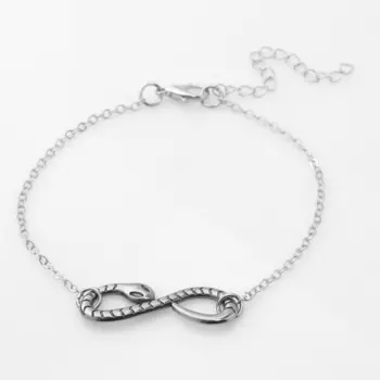 Браслет металл «Змея», знак бесконечности, цвет серебро