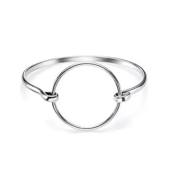 Браслет «Минимал» круг, посеребрение с оксидированием, 6,6см