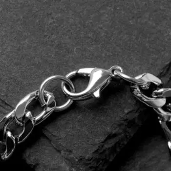Браслет мужской "Пряжка" цепь овальная, цвет серебро, 21см