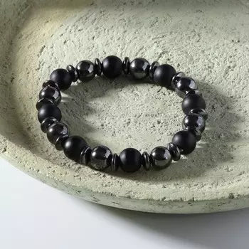 Браслет мужской «Шунгит и Гематит», чёрный