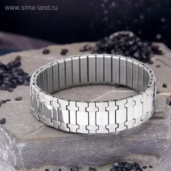 Браслет мужской «Стальной» звенья на резинке, цвет серебро, d=6 см
