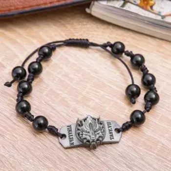 Браслет мужской "Воин" прямоугольник с тигром, цвет чёрный с чернёным серебром, d=6 см