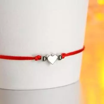 Браслет «Новогодний» варежки, сердце, цвет красный с серебром, 7см