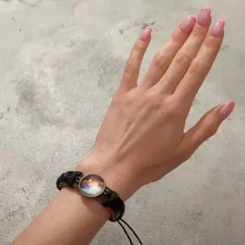 Браслет кожа «Новый день» космос, цвет чёрно-коричневый, 6 см