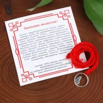 Браслет-оберег "Красная нить" защита высших сил, крылья, цвет красный