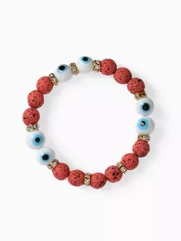 Браслет-оберег «Лава» глазик, красный в золоте